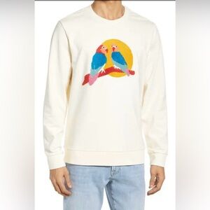 Bonobos NWT Medium Cream Bird Graphic Sweatshirt Textured Applique $129